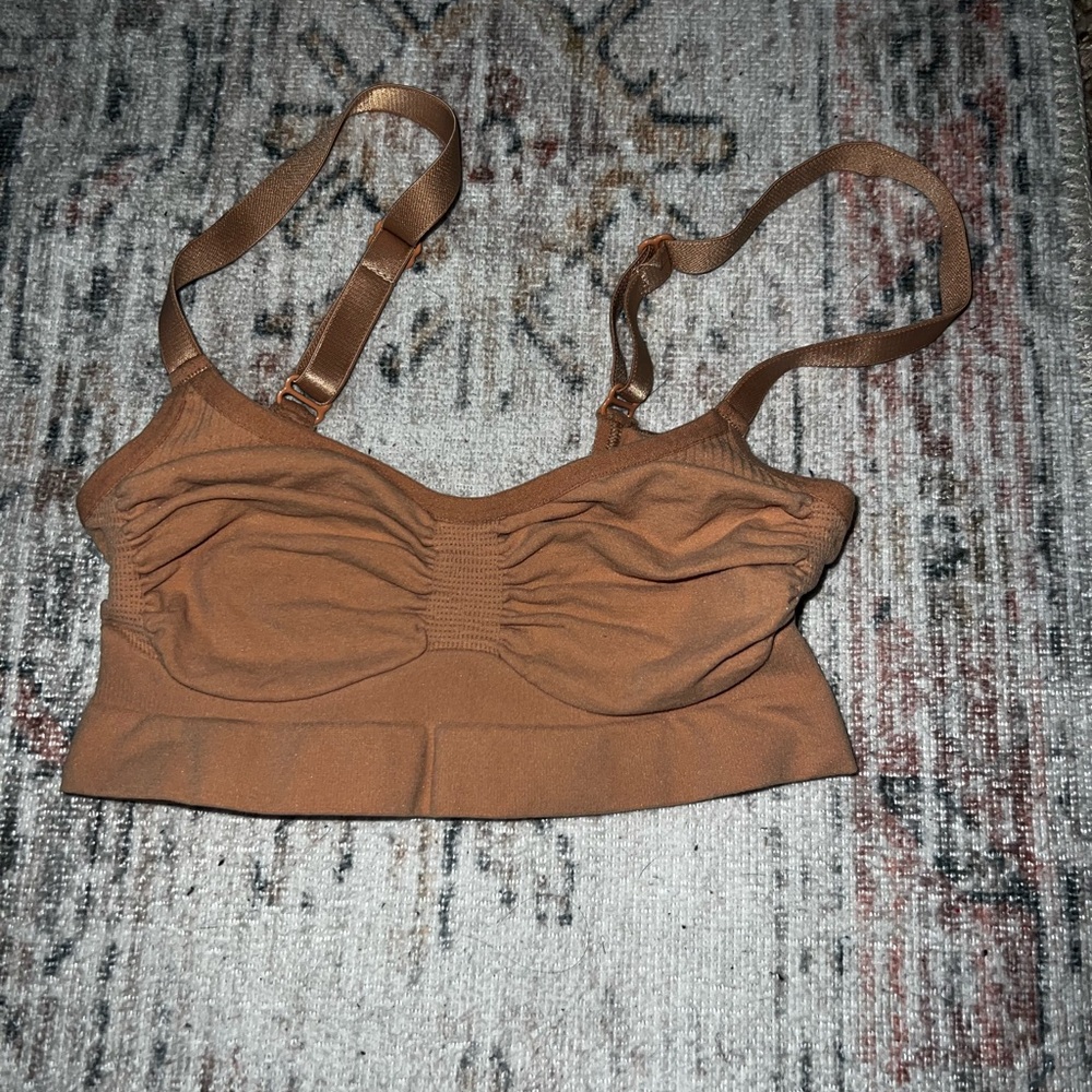 SKIMS Tan Bralette with Ruched Design